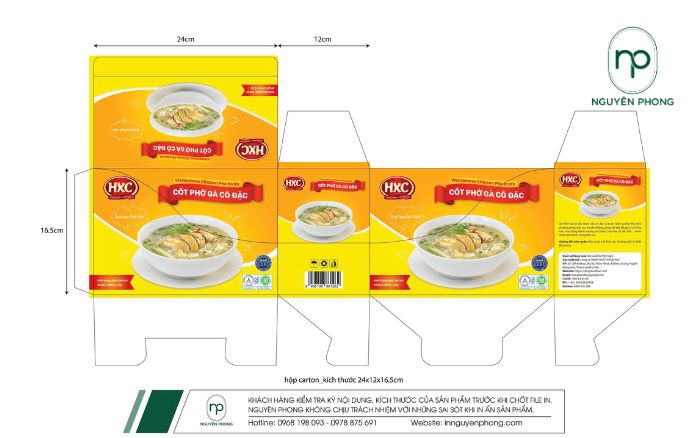 thiết kế mẫu hộp giấy đựng cốt phở gà cô đặc